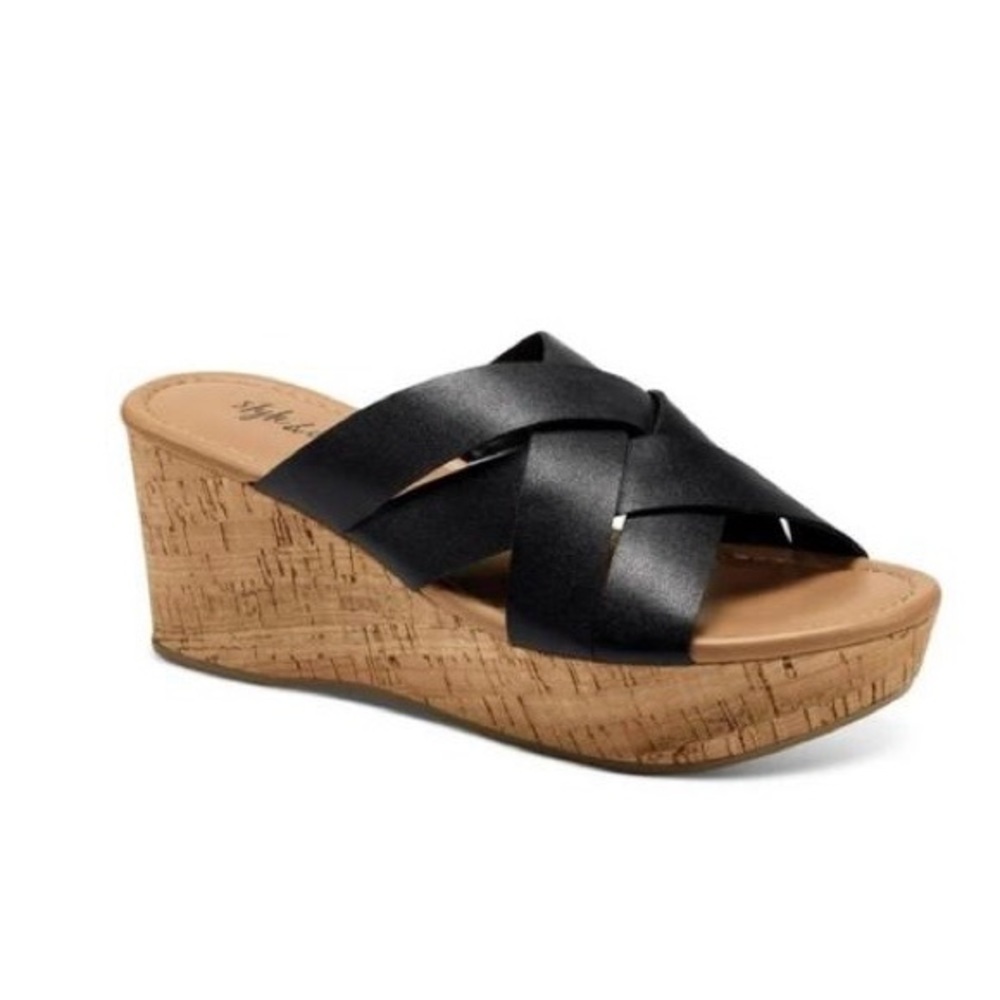 Style & Co. Womens VIOLETTE Cork Open Toe Slip On Wedge Sandals Shoes Size 9m
